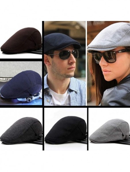 Newsboy Caps Men's Newsboy Gatsby Cabbie Hats Cotton Adjustable Driving Winter Hat - Deep Grey - CC18M3YTA2Y $11.42