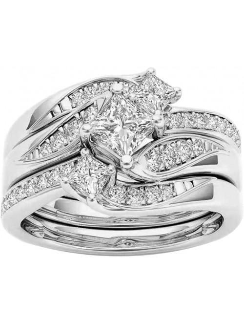 Headbands Valentine's Day Women Ring Round Diamond Wedding Band Anniversary Gift Accessory Rings Jewelry Size 5-11 - Silve - ...