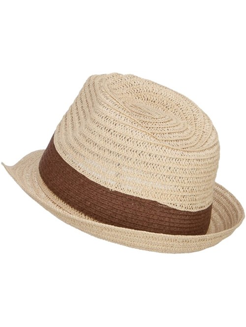 Fedoras Women's Toyo Braid Fedora Hat - Natural Brown - CF12O1ANSJD $34.22