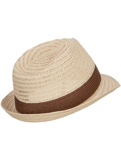 Fedoras Women's Toyo Braid Fedora Hat - Natural Brown - CF12O1ANSJD $34.22