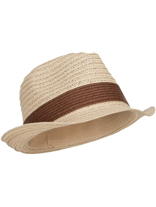 Fedoras Women's Toyo Braid Fedora Hat - Natural Brown - CF12O1ANSJD $34.22