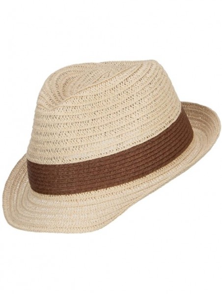 Fedoras Women's Toyo Braid Fedora Hat - Natural Brown - CF12O1ANSJD $34.22