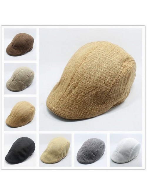 Skullies & Beanies Cotton Male Ladies Casual Newsboy Caps Berets - Cream - CA1872OY02T $12.24