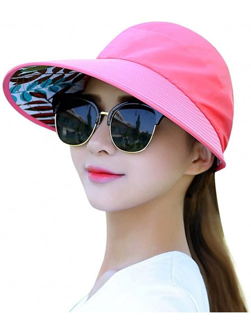 Sun Hats Sun Hats for Women Wide Brim UV Protection Summer Beach Visor - Watermelon Red - CS18EW09K0Q $13.39