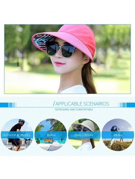 Sun Hats Sun Hats for Women Wide Brim UV Protection Summer Beach Visor - Watermelon Red - CS18EW09K0Q $13.39