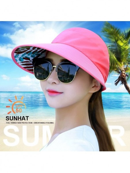 Sun Hats Sun Hats for Women Wide Brim UV Protection Summer Beach Visor - Watermelon Red - CS18EW09K0Q $13.39