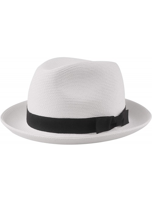 Fedoras Genoa Fedora Bucket Sun Straw Beach Hat Fine Braid UPF50+ Unisex - White - C318S0MN06E $47.12