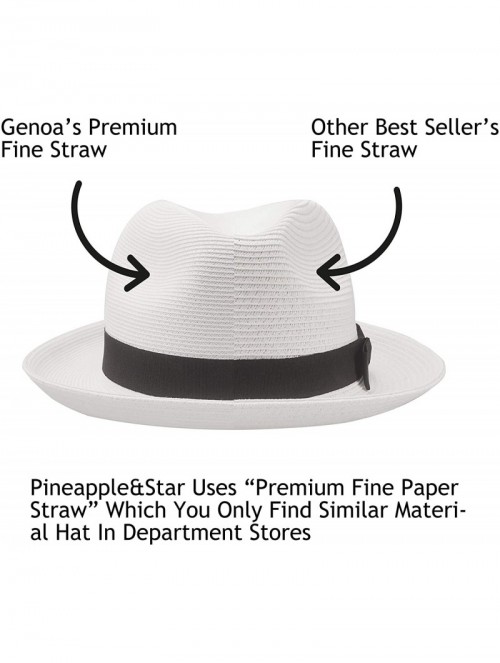 Fedoras Genoa Fedora Bucket Sun Straw Beach Hat Fine Braid UPF50+ Unisex - White - C318S0MN06E $47.12