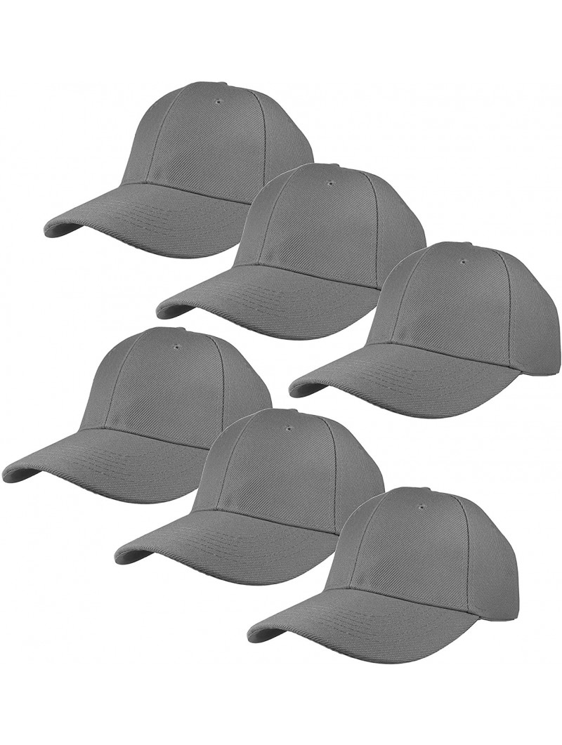 Baseball Caps Plain Blank Baseball Caps Adjustable Back Strap Wholesale Lot 6 Pack - Dark Grey - CK180Z0LNZK $22.00