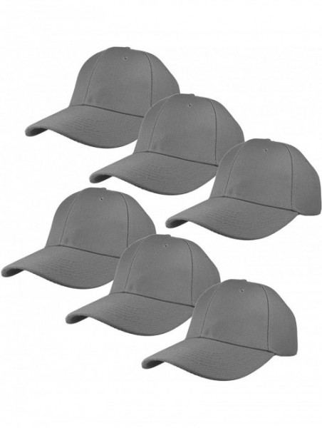 Baseball Caps Plain Blank Baseball Caps Adjustable Back Strap Wholesale Lot 6 Pack - Dark Grey - CK180Z0LNZK $22.00