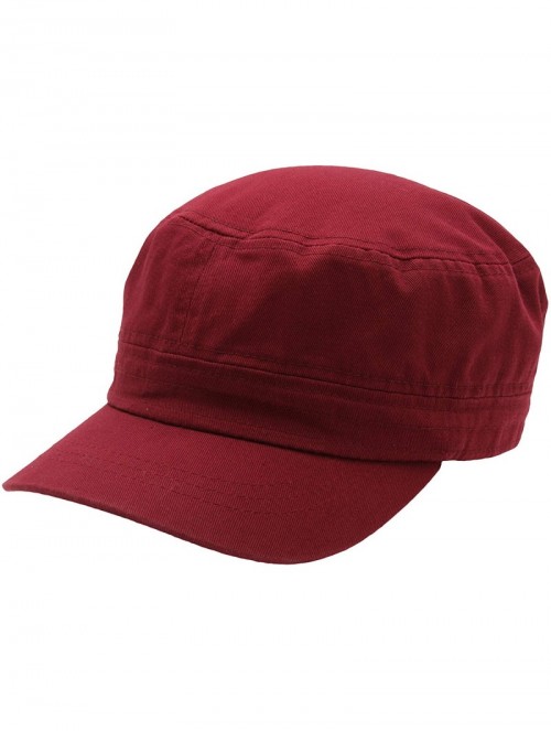 Baseball Caps Cadet Army Cap - Military Cotton Hat - Burgundy - CX12GW5UVGL $12.03