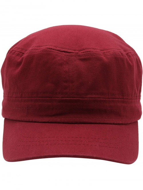 Baseball Caps Cadet Army Cap - Military Cotton Hat - Burgundy - CX12GW5UVGL $12.03