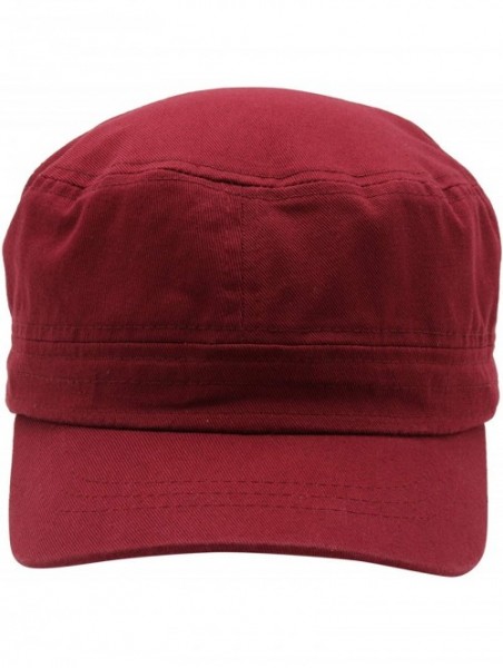 Baseball Caps Cadet Army Cap - Military Cotton Hat - Burgundy - CX12GW5UVGL $12.03