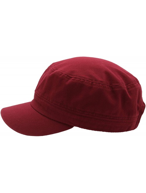 Baseball Caps Cadet Army Cap - Military Cotton Hat - Burgundy - CX12GW5UVGL $12.03