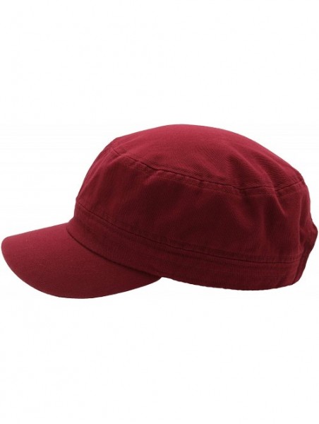 Baseball Caps Cadet Army Cap - Military Cotton Hat - Burgundy - CX12GW5UVGL $12.03