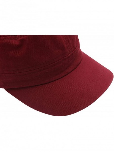 Baseball Caps Cadet Army Cap - Military Cotton Hat - Burgundy - CX12GW5UVGL $12.03