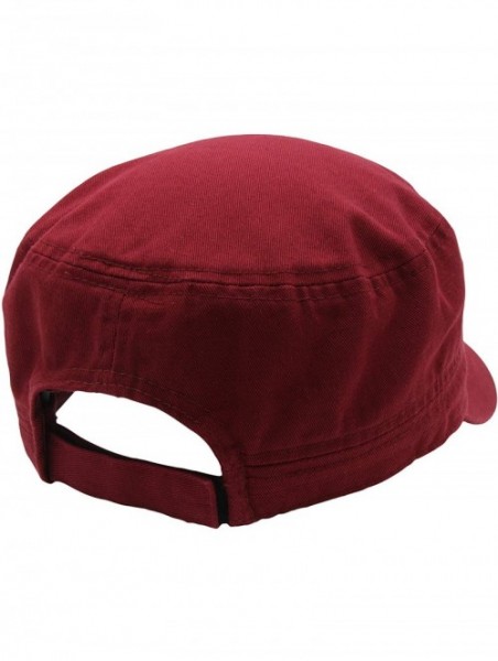 Baseball Caps Cadet Army Cap - Military Cotton Hat - Burgundy - CX12GW5UVGL $12.03