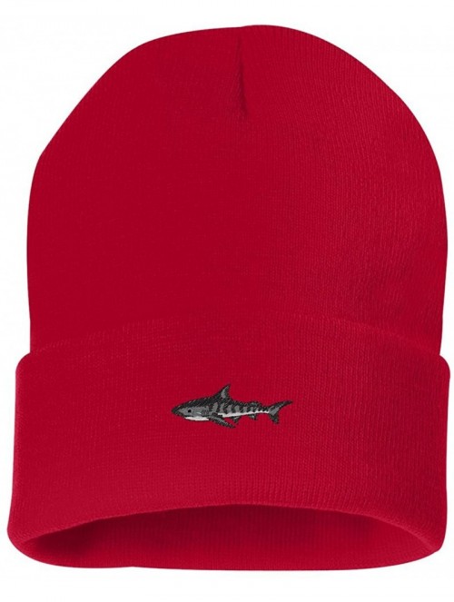 Skullies & Beanies Tiger Shark Custom Personalized Embroidery Embroidered Beanie - Red - CC12N7W765U $23.87