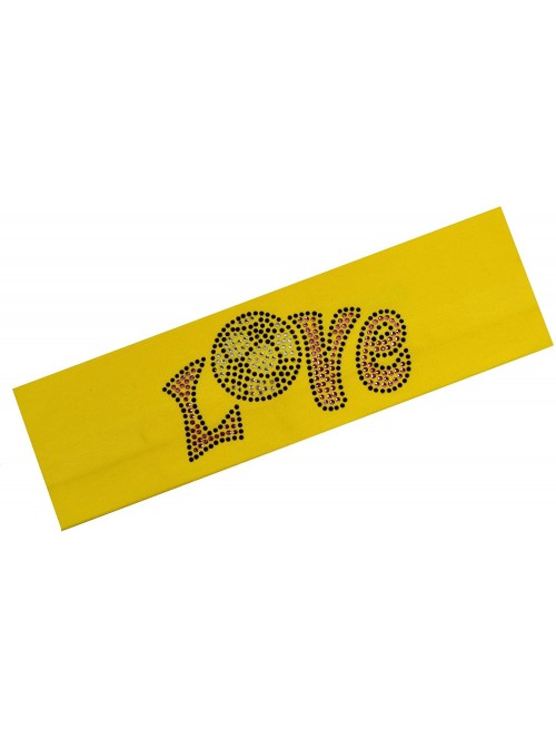 Headbands Love Soccer Rhinestone Cotton Stretch Headband - YELLOW - CU11TILX7SL $10.23