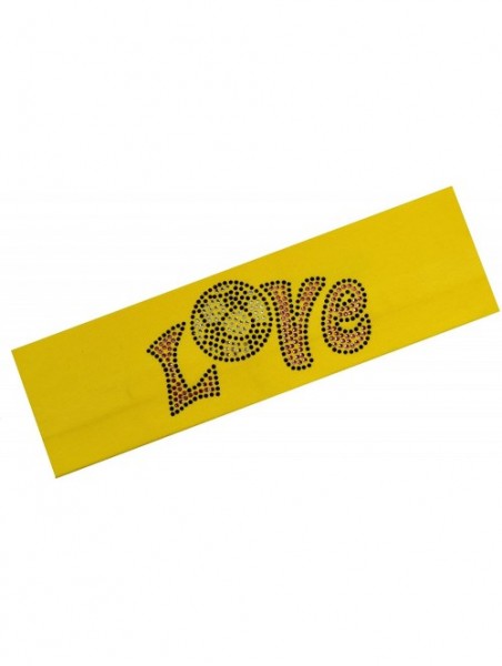 Headbands Love Soccer Rhinestone Cotton Stretch Headband - YELLOW - CU11TILX7SL $10.23