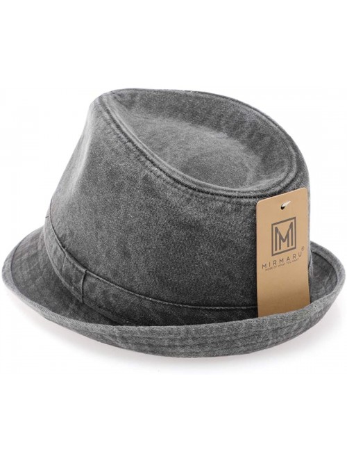 Fedoras Men's Denim Washed Cotton Casual Vintage Style Pork Pie Fedora Sun Hat - Fedora - Grey - CM194IMOH96 $14.34