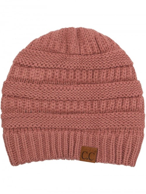 Skullies & Beanies Women's Thick Soft Knit Beanie Cap Hat - Mauve - CP192LR9QL0 $10.96