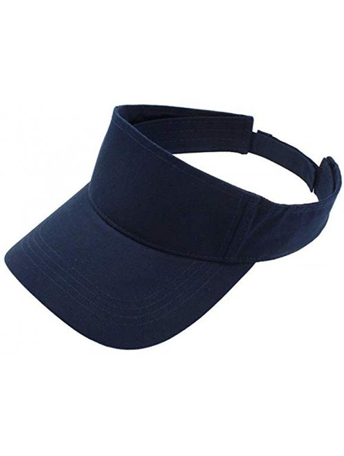 Visors Women Wide Brim Visor Hat UV Sunblock Sun Protection Beach Sports Tennis Golf Hats - Navy - C818R53A3DT $10.54