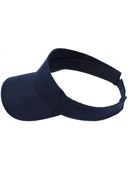 Visors Women Wide Brim Visor Hat UV Sunblock Sun Protection Beach Sports Tennis Golf Hats - Navy - C818R53A3DT $10.54