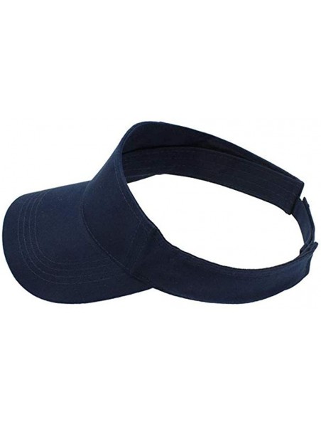 Visors Women Wide Brim Visor Hat UV Sunblock Sun Protection Beach Sports Tennis Golf Hats - Navy - C818R53A3DT $10.54