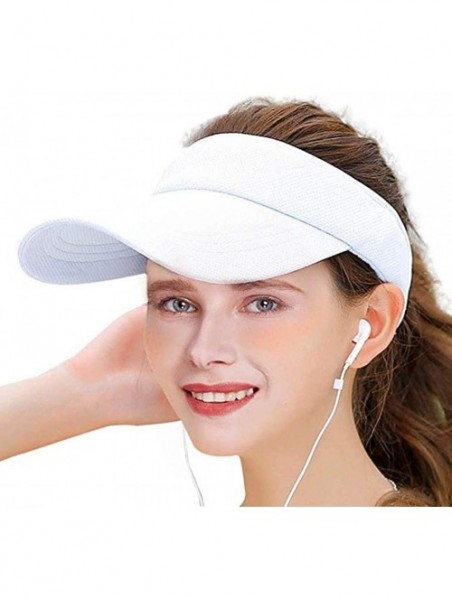 Visors Women Wide Brim Visor Hat UV Sunblock Sun Protection Beach Sports Tennis Golf Hats - Navy - C818R53A3DT $10.54