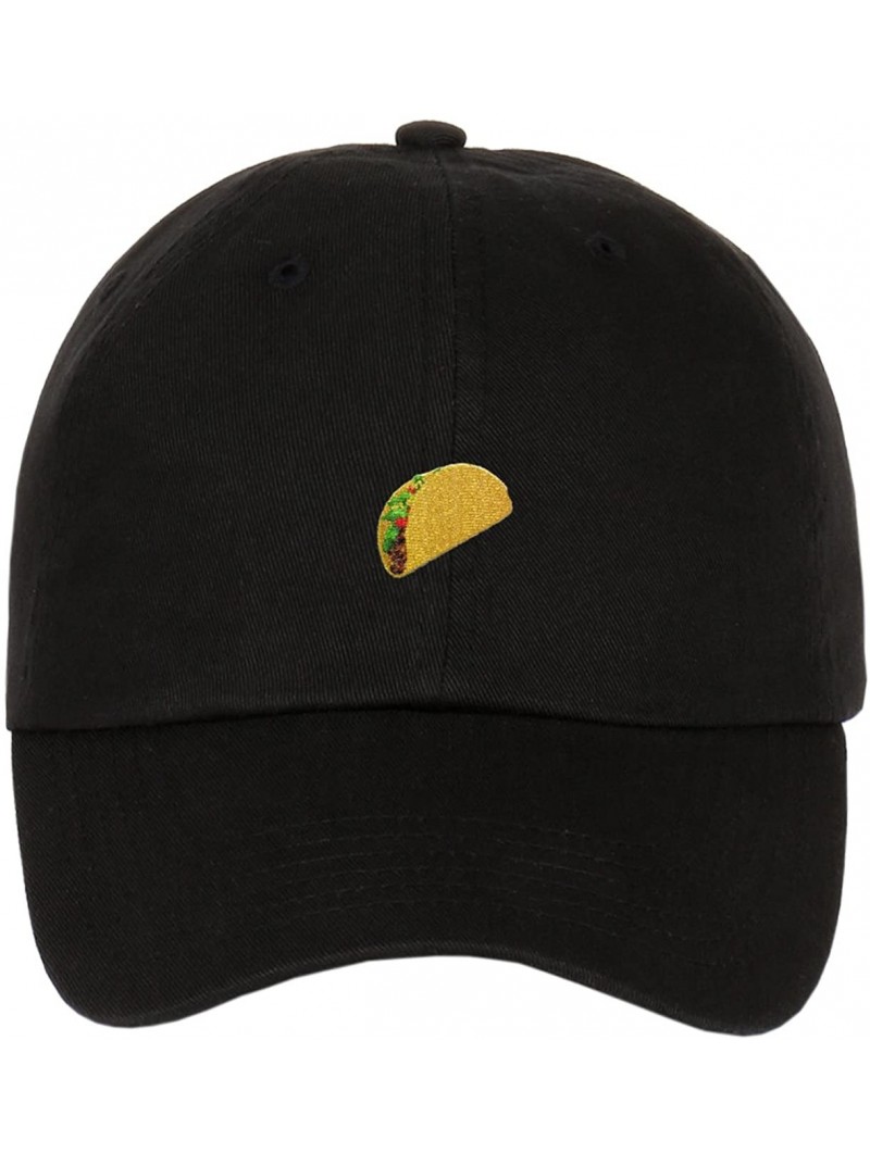 Baseball Caps Taco Emoji Logo on Unstructured Cotton Low Profile Strapback Baseball Dad Cap - Black - CU1822EMKKI $11.62