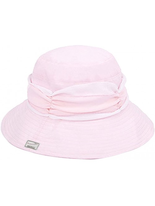 Sun Hats Womens Summer Veil Wide Brim Hats Chiffon Foldable Bucket Hat UPF 50+ - Pink - C012I2P9Y4J $18.60