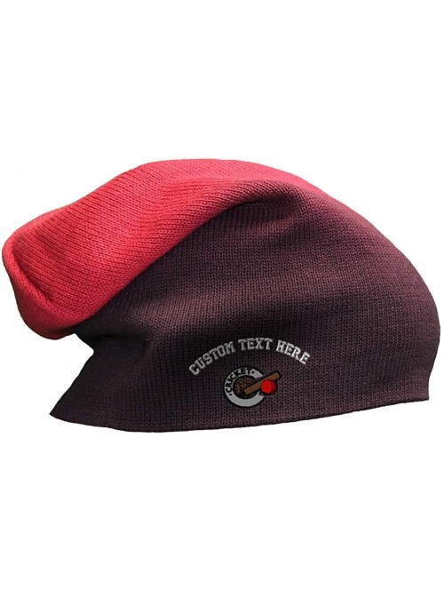 Skullies & Beanies Custom Slouchy Beanie Cricket A Embroidery Cotton Skull Cap Hats for Men & Women - Red - CI18AQ6TTD7 $25.79