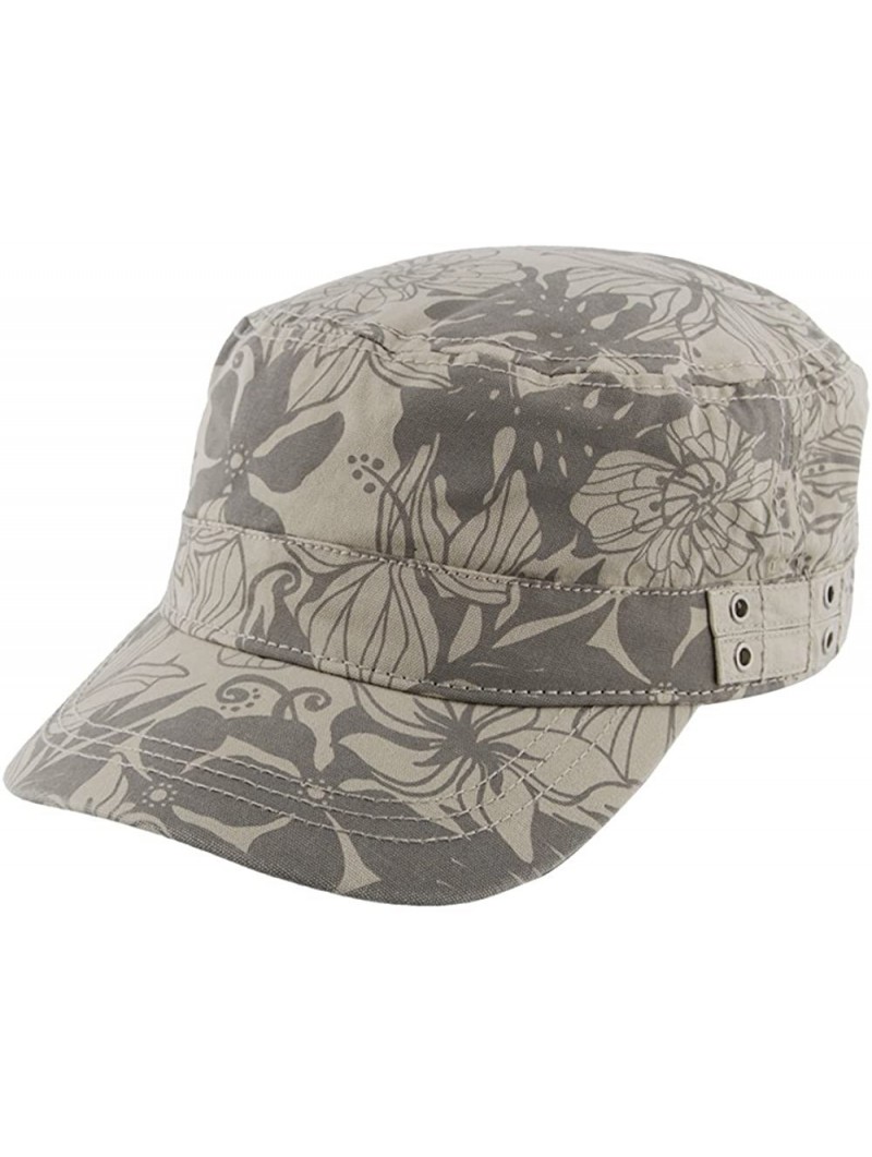 Sun Hats Womens Mao Cap UV Sun Protection - Military Style Floral Print Pink - CB12FHVIJT7 $40.94