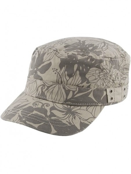 Sun Hats Womens Mao Cap UV Sun Protection - Military Style Floral Print Pink - CB12FHVIJT7 $40.94