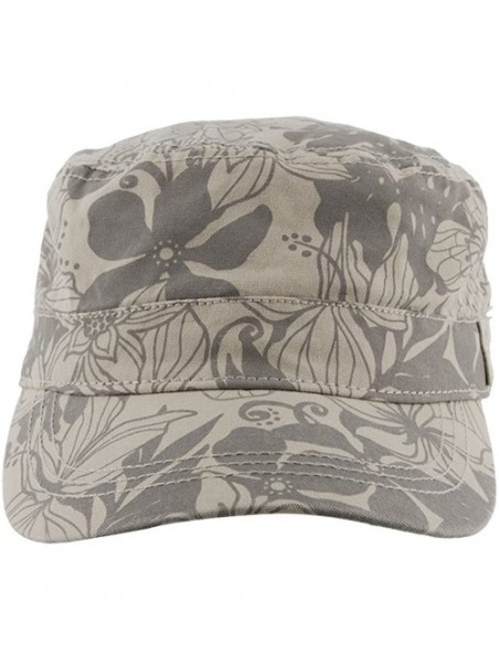 Sun Hats Womens Mao Cap UV Sun Protection - Military Style Floral Print Pink - CB12FHVIJT7 $40.94