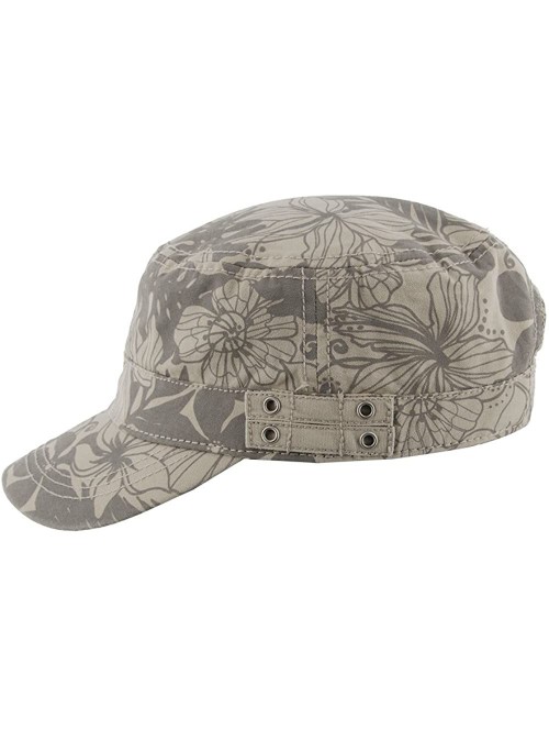 Sun Hats Womens Mao Cap UV Sun Protection - Military Style Floral Print Pink - CB12FHVIJT7 $40.94