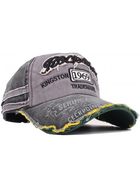 Baseball Caps Washed Cotton Baseball Caps Adjustable Snapback Embroidered Trucker Hat - Dfh110blackgrey - CU187RIE57Z $16.65