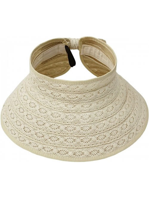 Sun Hats Womens Packable Travel Hat Sun Protection Summer Shapeable- Many Styles - Cream Lace Straw - CF12E4IMBLB $10.84