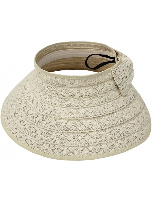 Sun Hats Womens Packable Travel Hat Sun Protection Summer Shapeable- Many Styles - Cream Lace Straw - CF12E4IMBLB $10.84