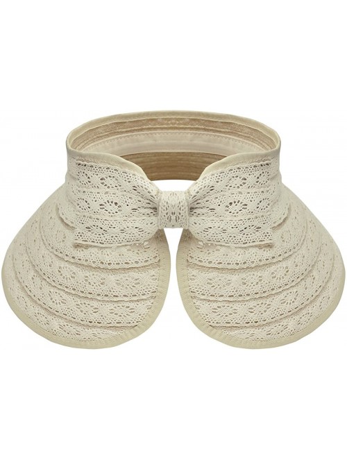 Sun Hats Womens Packable Travel Hat Sun Protection Summer Shapeable- Many Styles - Cream Lace Straw - CF12E4IMBLB $10.84