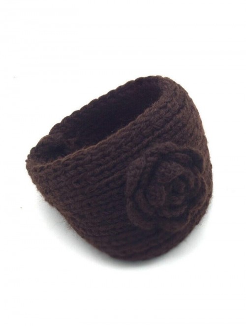 Cold Weather Headbands Women Crochet Headband Knit Flower Hairband Ear Warmer Winter Headwrap (Flower/Coffee) - Flower/Coffee...