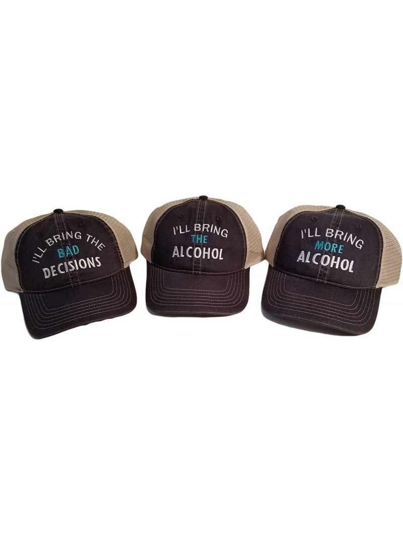 Baseball Caps I'll Bring The Alcohol/Bad Decision/Bail Money Baseball Hats Set of 3 Graphite Comfort Color Trucker HAt - C718...