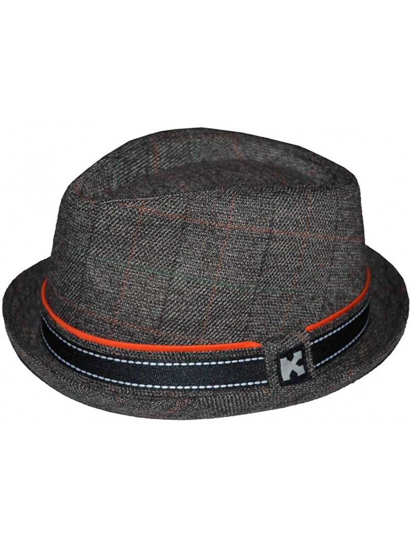 Fedoras Men's Upturn Diamond Crown PorPie Cotton Fedora Brown - CO12N6IUX5E $25.42