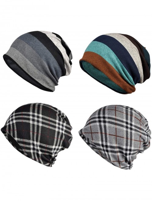 Skullies & Beanies Men Women's Cotton Baggy Slouchy Beanie Chemo Hat Cap Scarf - 4pack-a - C3193TYHR4T $27.95