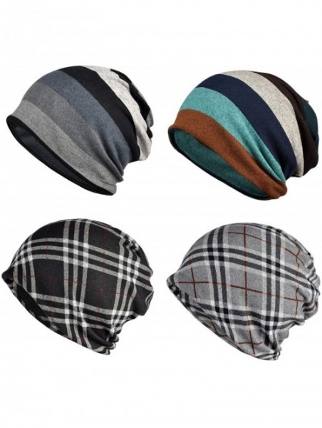 Skullies & Beanies Men Women's Cotton Baggy Slouchy Beanie Chemo Hat Cap Scarf - 4pack-a - C3193TYHR4T $27.95