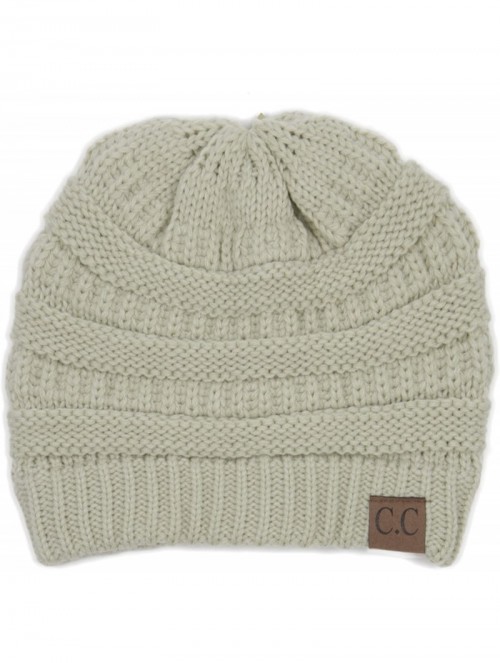 Skullies & Beanies Warm Soft Cable Knit Skull Cap Slouchy Beanie Winter Hat (Beige) - CL12NS821RQ $12.57