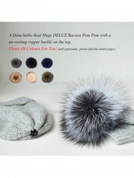 Skullies & Beanies Winter Hats for Women Fur Pom Pom Hats Knitted Cuff Bobble Beanie Warm Wool Ski Cap - CL18L92YNX2 $23.82