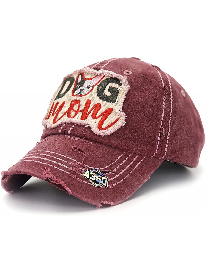 Baseball Caps Womens Baseball Cap Washed Distressed Vintage Adjustable Polo Style Dad hat - Dg Burgundy - CB18YG9ACNI $19.86