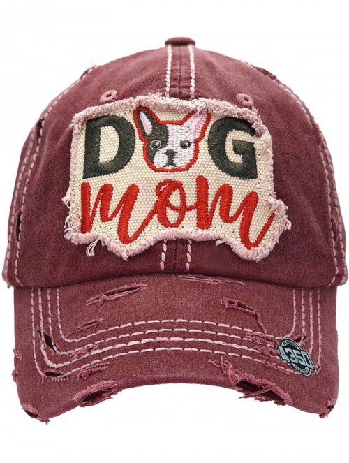 Baseball Caps Womens Baseball Cap Washed Distressed Vintage Adjustable Polo Style Dad hat - Dg Burgundy - CB18YG9ACNI $19.86